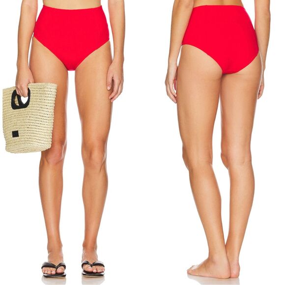 NWOT Ulla Johnson Zahara Bikini Bottom Red HIgh‎ Waisted Size Small - Picture 1 of 6